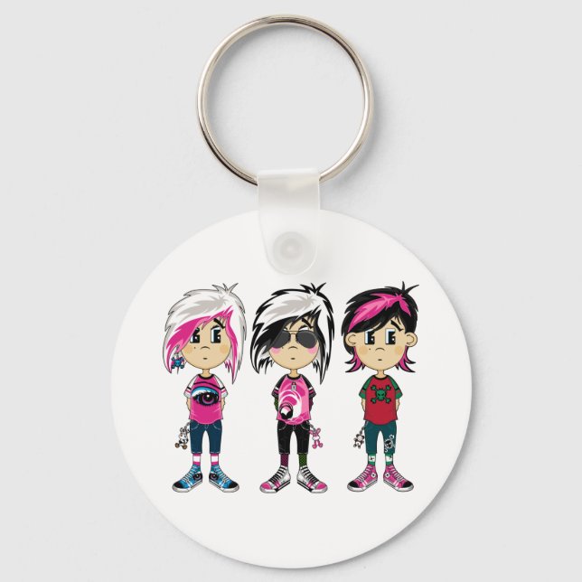 Llavero Cláusula de Chicas de Punk de Emo Cuto (Anverso)