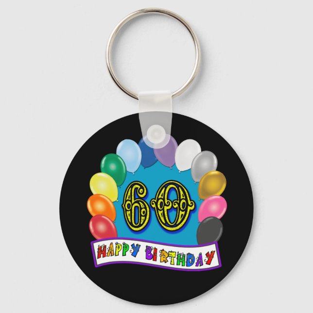 Llavero Cláusula de cumpleaños feliz de los globos de cump (Anverso)