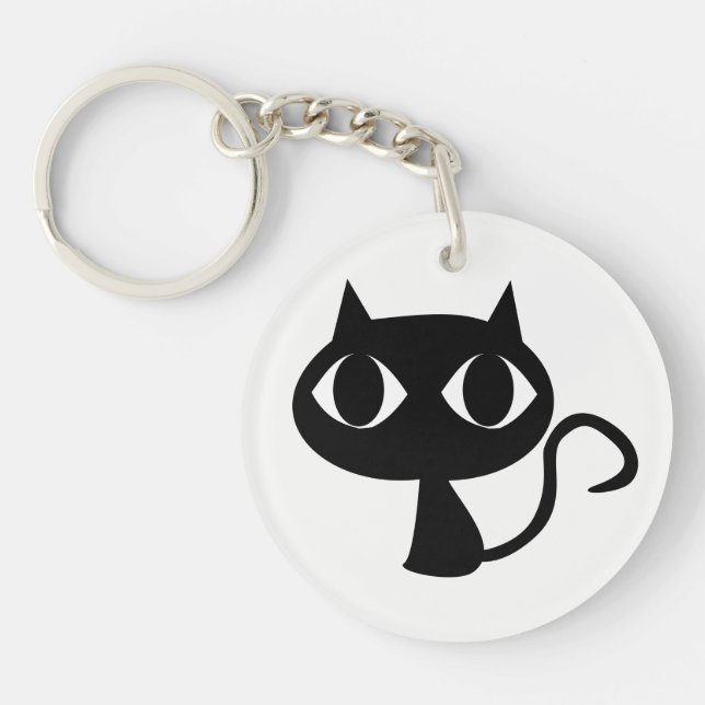 Llavero Cláusula de gato negro sonriente (Frente)