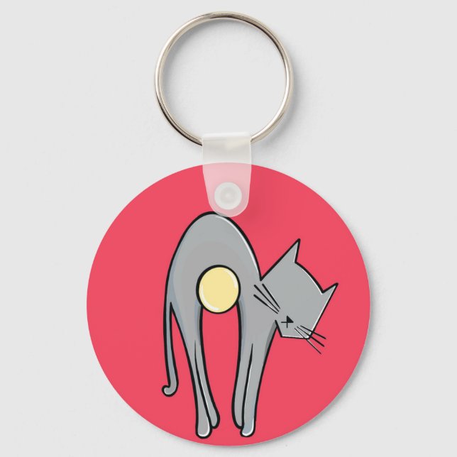 Llavero Cláusula de gatos divertida - Gris gris mínimo en  (Anverso)