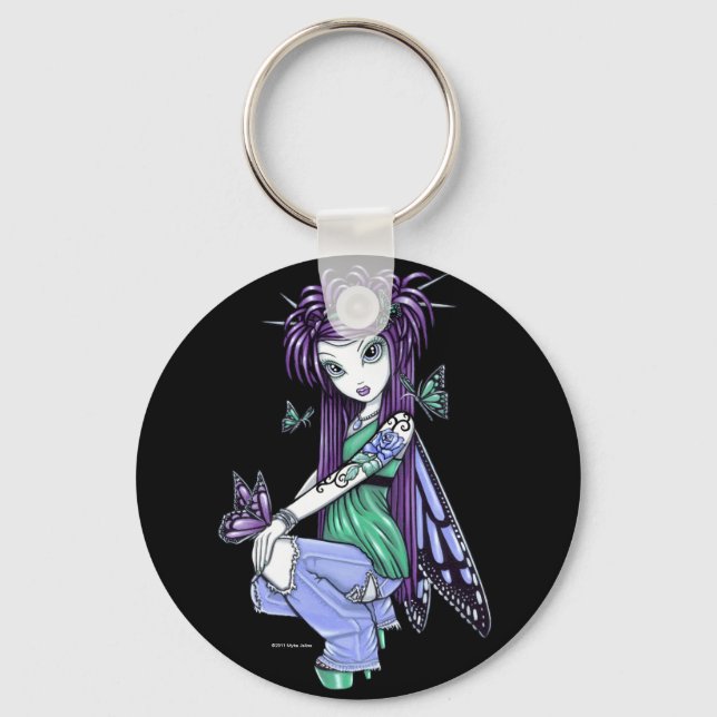 Llavero Cláusula de hadas de mariposa de tatuaje azul "Sky (Anverso)