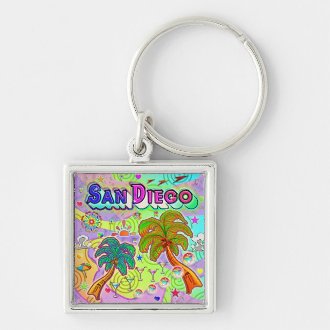Llavero Cláusula de meta de vacaciones de San Diego (Frente)