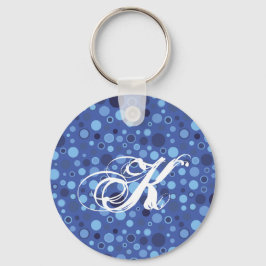 Llavero Cláusula de monograma con puntos de burbuja azul