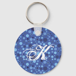 Llavero Cláusula de monograma con puntos de burbuja azul