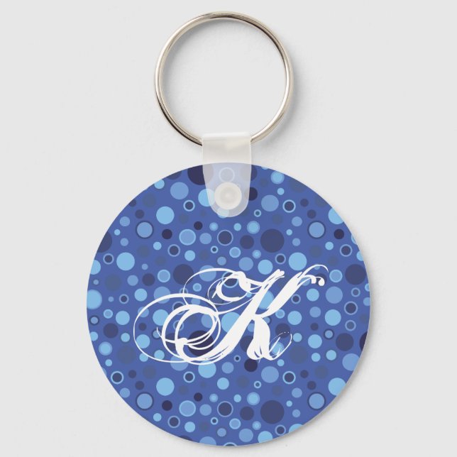 Llavero Cláusula de monograma con puntos de burbuja azul (Anverso)