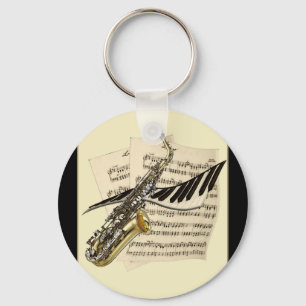 Llavero Cláusula de música saxofónica y piano