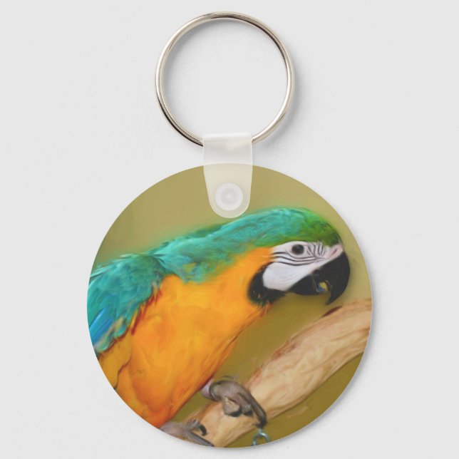 Llavero Cláusula de pintura Blue Gold Macaw Parrot (Anverso)
