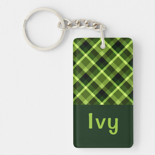 Llavero Cláusula de Rectángulo de Monograma Verde Pea (Frente)