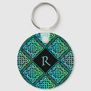 Llavero Cláusula de redondeo verde azul Knot Celtic monogr