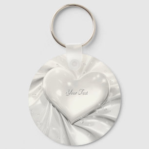 Llavero Cláusula elegante del Corazón de Crema Blanca