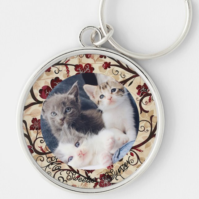 Llavero Cláusula fotográfica del homenaje al gato lindo (Frente)