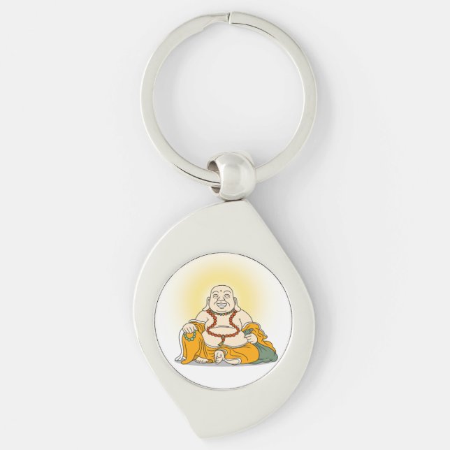 Llavero Cláusula Metalizado de Maitreya Buddha sonriente (Anverso)