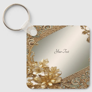 Llavero Cláusula Ornate Floral de oro moderna