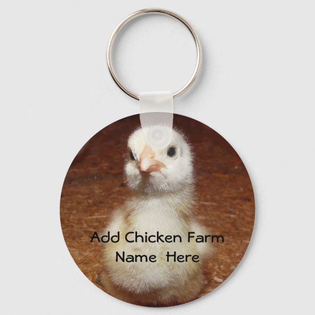 Llavero Cláusula para el agricultor de pollo con polluelo (Anverso)