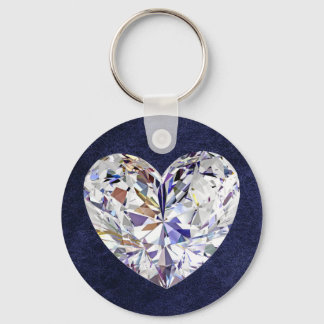 Llavero Cláusula para el corazón del diamante de piel azul