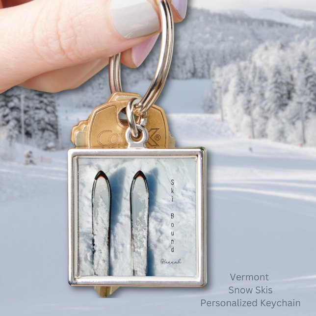 Llavero Cláusula para la nieve de Vermont (Vermont Snow Skis Personalized Keychain)