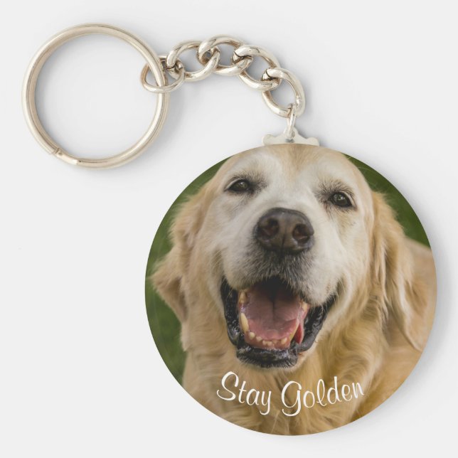 Llavero Cláusula "Stay Golden" de Golden Retriever (Frente)