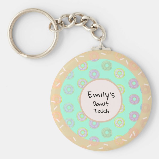 Llavero Cláusula verde de la pluma táctil de donut redondo (Frente)