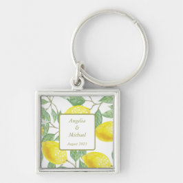 Llavero Clave Boda de las lémones verdes de oro modernas