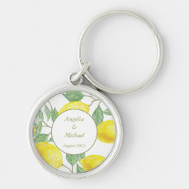 Llavero Clave Boda de las lémones verdes de oro modernas