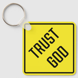 Llavero Clave cuadrada Metalizado de Dios de confianza