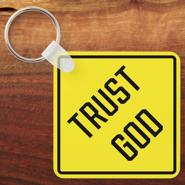 Llavero Clave cuadrada Metalizado de Dios de confianza (Anverso)