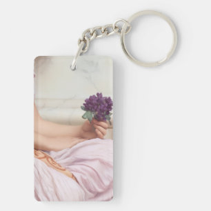 Llavero clave de pintura de flores púrpura