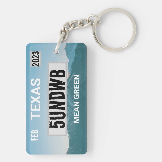 Llavero clave de placa de licencia verde media (Atrás)