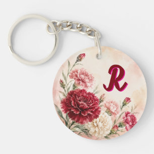 Llavero Clavel de nacimiento de enero personalizado