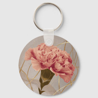 Llavero Clavel Floral Dorado Rosa Rubor