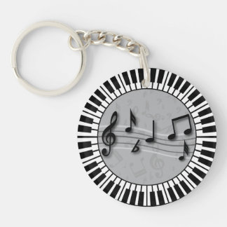 Llavero Claves circulares de piano con centro de notas mus