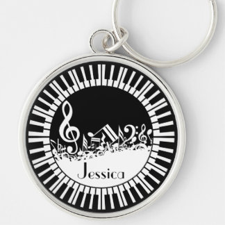 Llavero Claves circulares de piano y notas musicales jugos