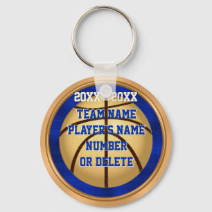 Llavero Claves de baloncesto azul y oro con TU TEXTO