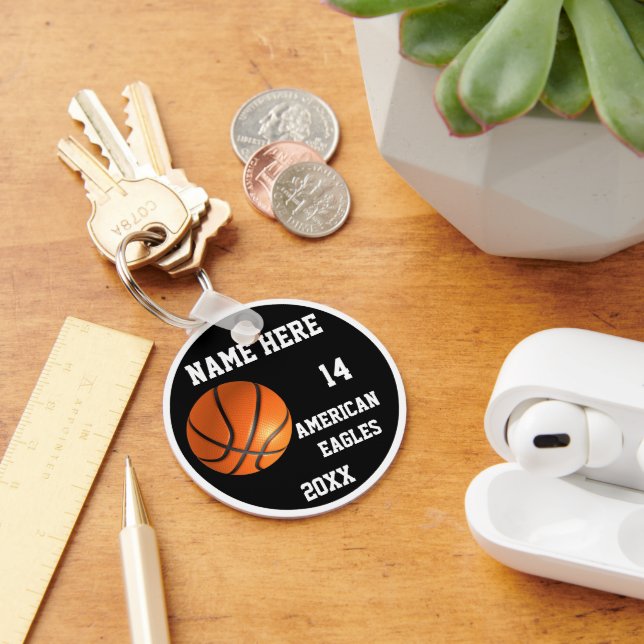 Llavero Claves de baloncesto personalizadas con número de  (Escritorio )