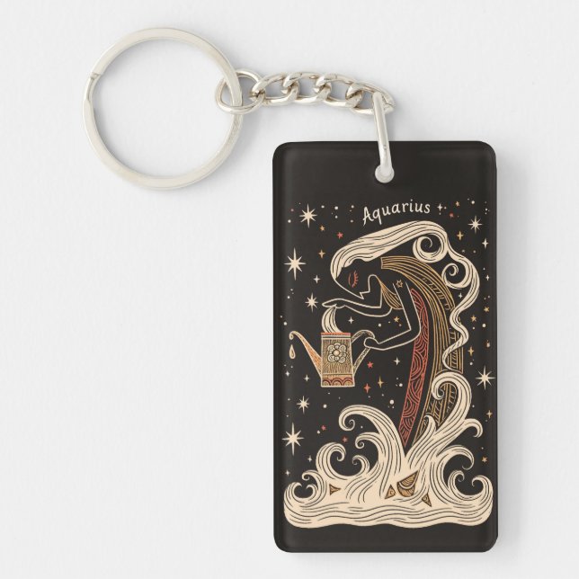 Llavero Claves de la cadena Aquarius Celestial Zodiac Art (Frente)