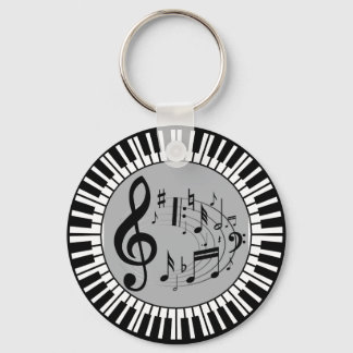 Llavero Claves De Piano Circulares Y Notas De Música