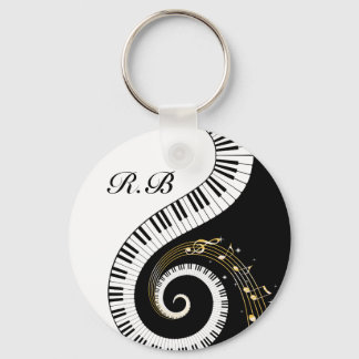 Llavero Claves de piano monograma y notas musicales