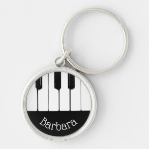 Llavero Claves de piano personalizadas, en blanco y negro
