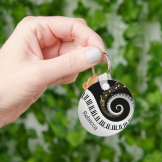 Llavero Claves de piano personalizadas y notas de música d