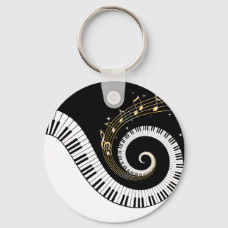 Llavero Claves de piano y notas de música de oro