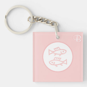 Llavero Claves Monogramadas Rosa - Zodiac - Pisces