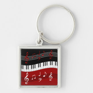 Llavero Claves y notas de piano blanco rojo y negro