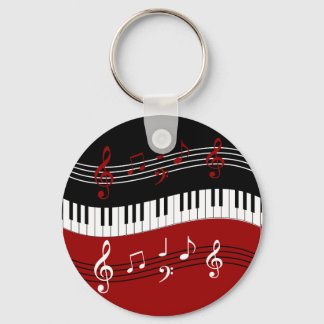Llavero Claves y notas de piano blanco rojo y negro elegan