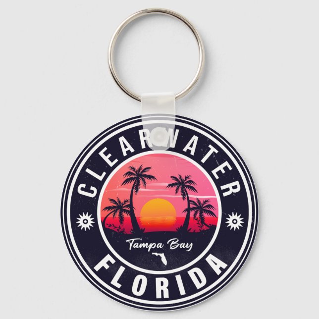 Llavero Clearwater Beach Florida Retro Sunset Souvenirs (Anverso)