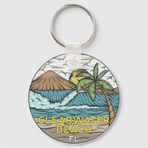 Llavero Clearwater Beach Florida Vintage Keychain
