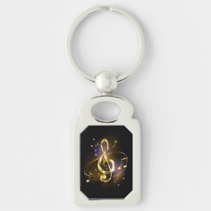 Llavero Clef Musical de Triple Dorado