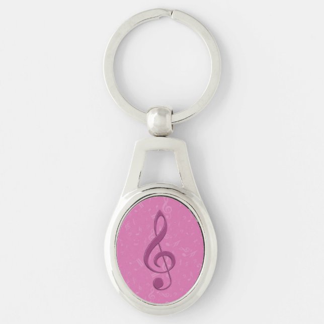 Llavero Clef rosado femenino y notas musicales (Anverso)