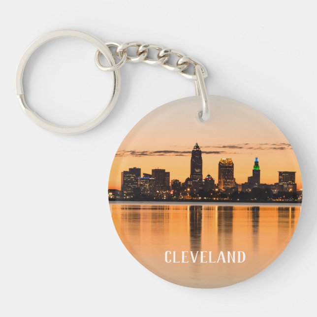 Llavero Cleveland city Ohio Sunset skyline river (Frente)
