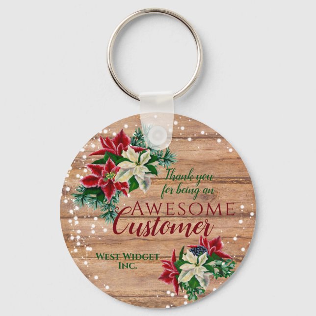 Llavero Cliente navidad Gracias Rústica Floral (Anverso)