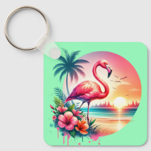 Llavero Cliparts Atardecer Flamenco Rosa-93938